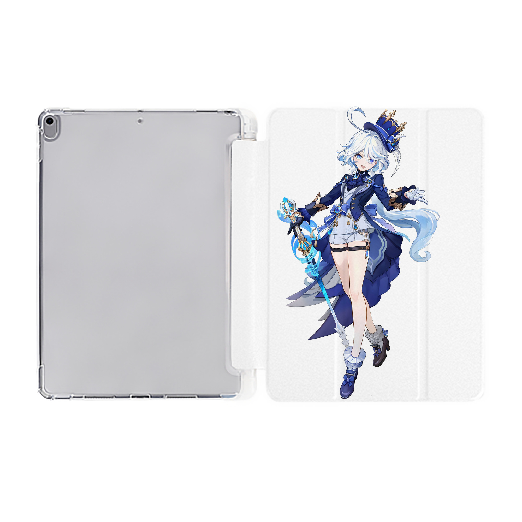 げんし神 フリーナ genshin Furina IPad ケース ペン収納付き 三つ折りスタンド PUレザー×シリコン 対応機種9.5/10.5/10.9インチ